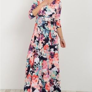 Pink Blush Maternity Maxi Wrap dress
